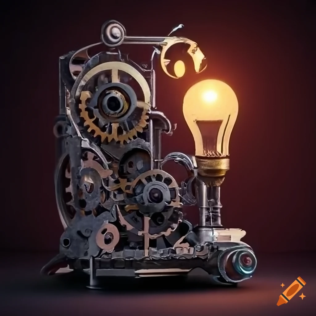 Steampunk Clock Light Bulb Gear · Creative Fabrica
