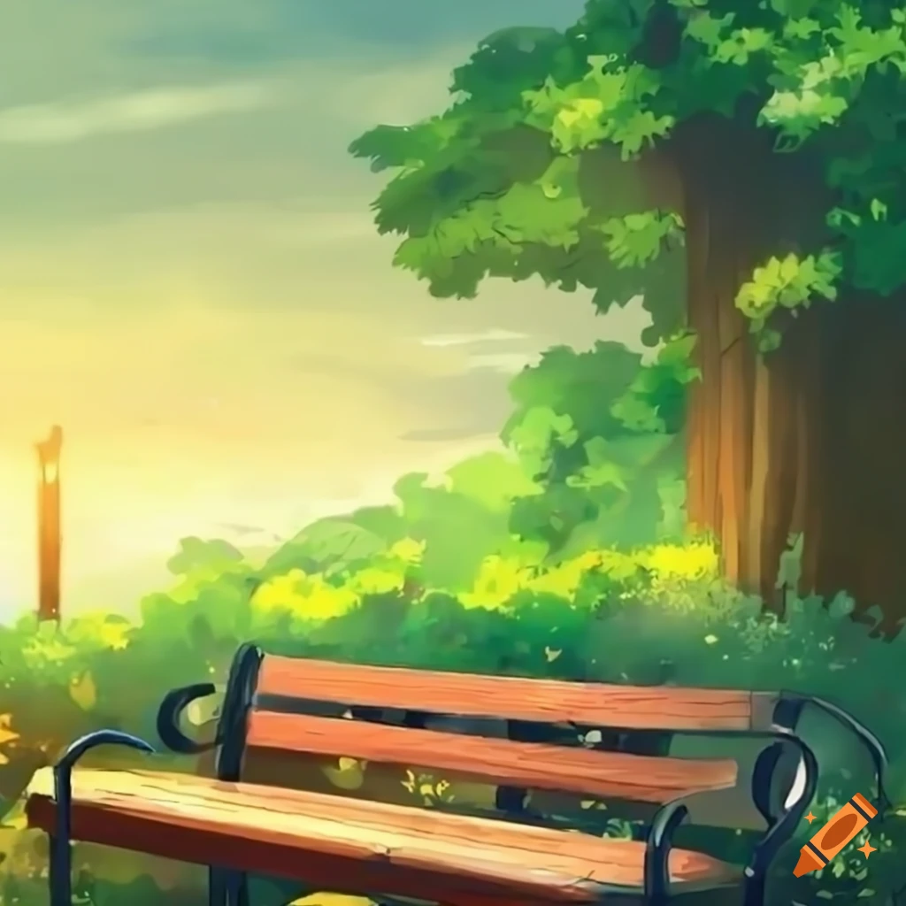 A lovely anime couple that kiss on a bench, Cartoon - Arthub.ai