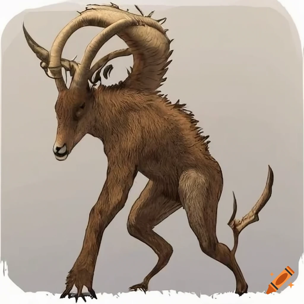 Giant monster that looks like a cross between an ibex, a chamois and a