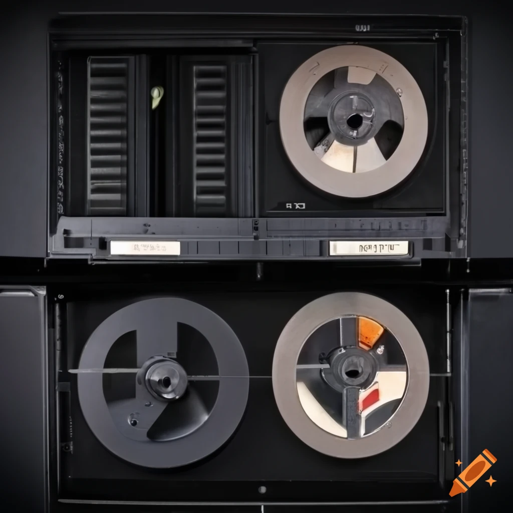 Vintage reel-to-reel magnetic tape recorder on Craiyon