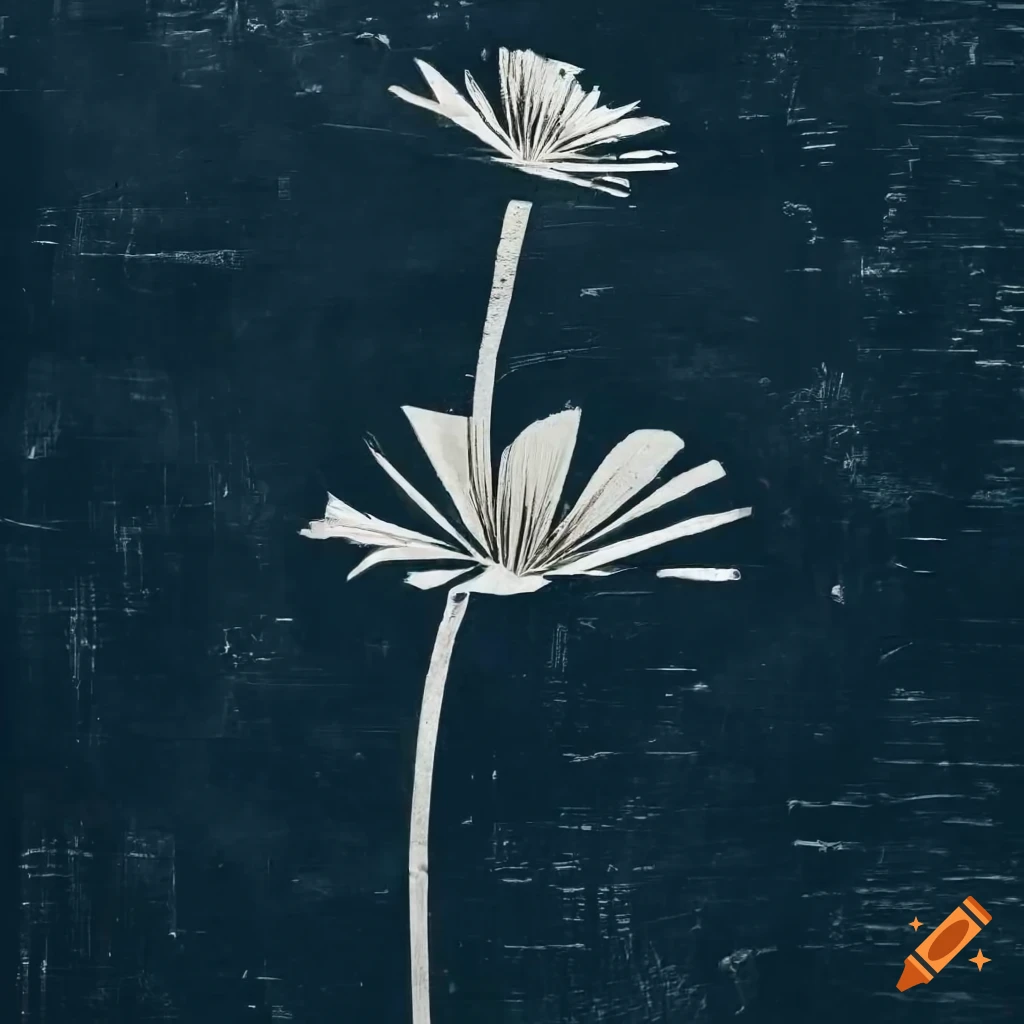 A vintageinspired black and white linoleum print artistic collage textured