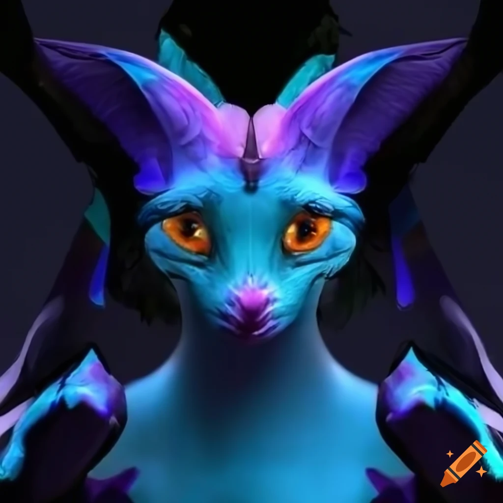 Anthro protogen with blue accents and unique horns and tail