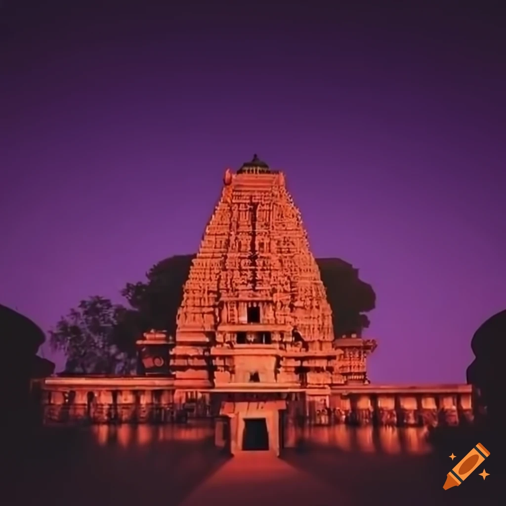 Vaporwave architecture of indian temple with a dreamy effect creating illusonic and hypnosis effect on viewers