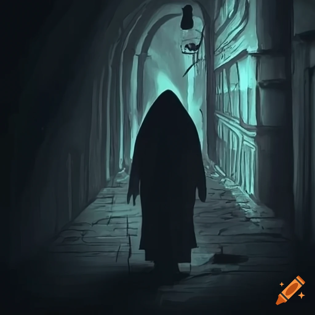 a mysterious figure lurking in the dark alley
