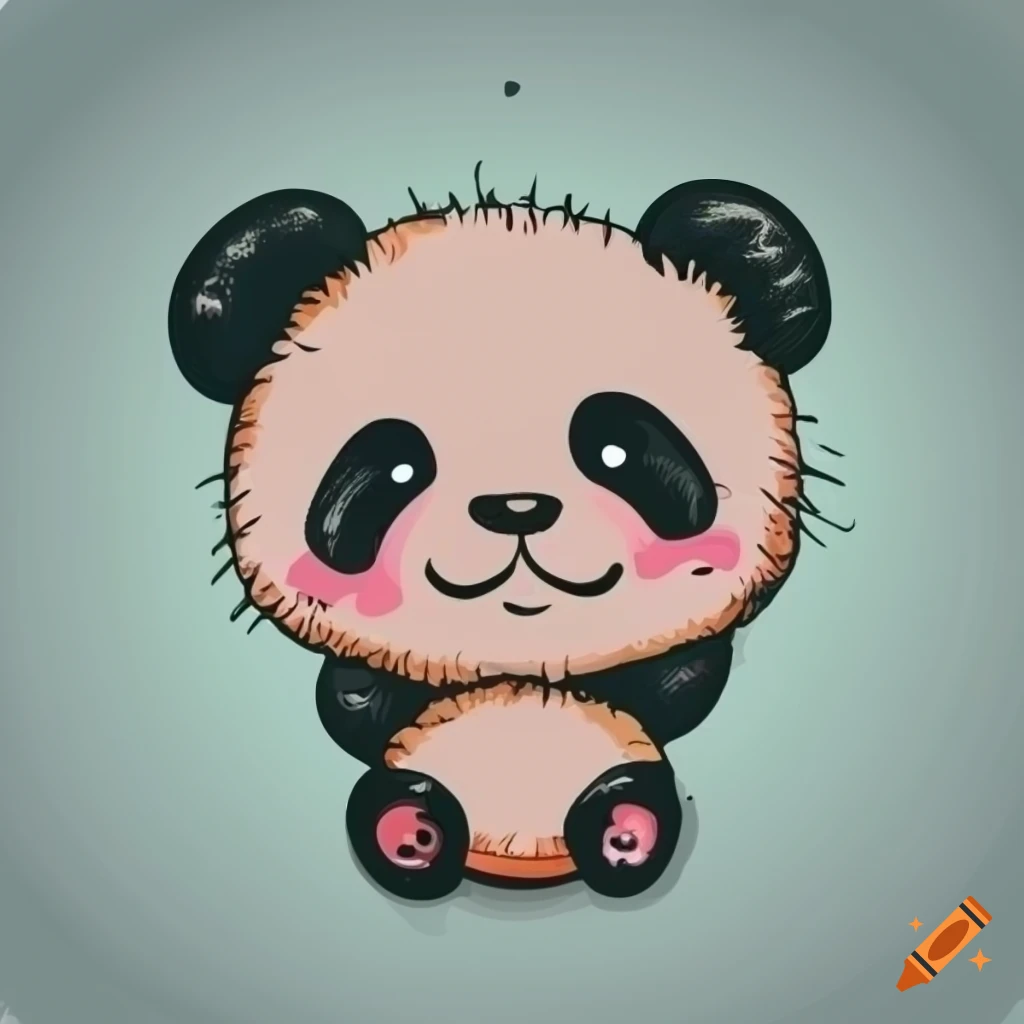 Cute Panda Kawaii Chibi Hand drawn Illustration | Poster