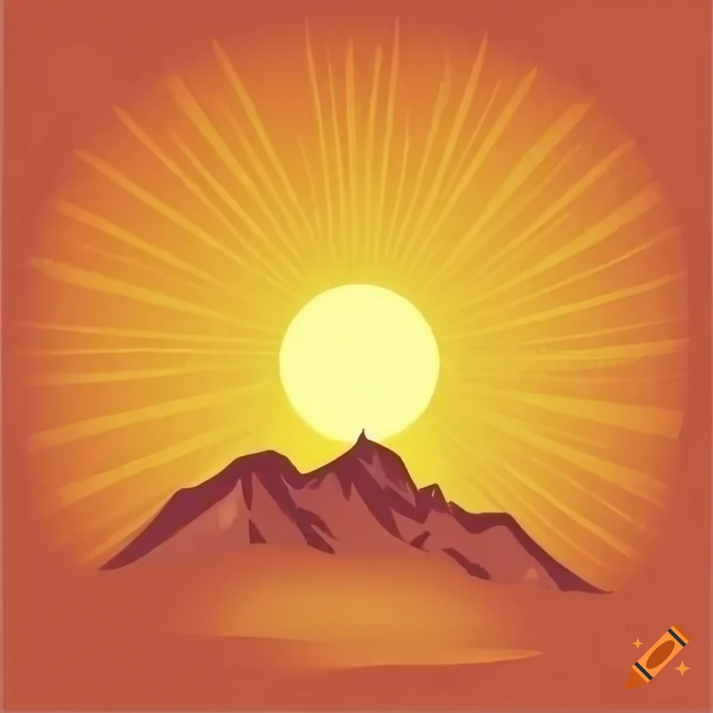 Vector Illustration of a Mountain Landscape Reflected in the Sea Surface  Under an Orange Sky with the Rising Stock Vector - Illustration of outdoor,  light: 94185378