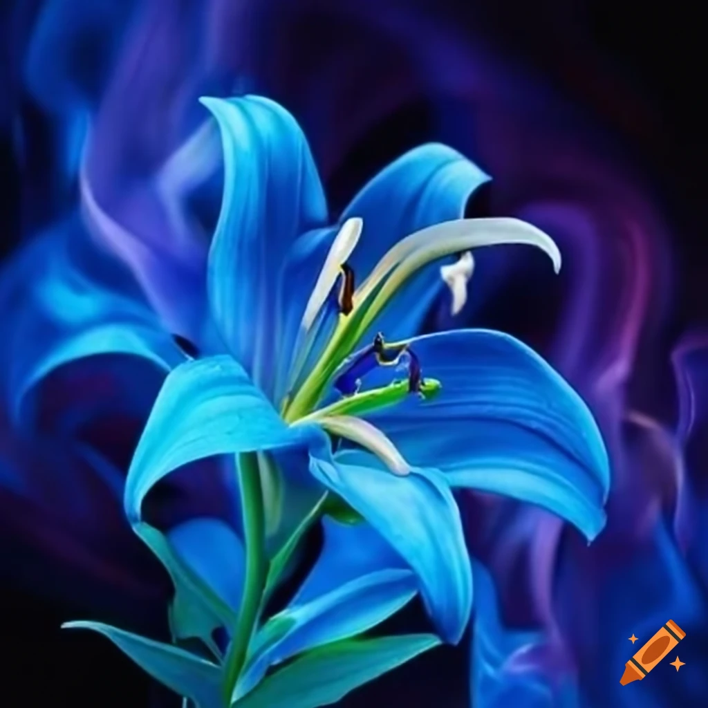 Lily in blue flame on Craiyon