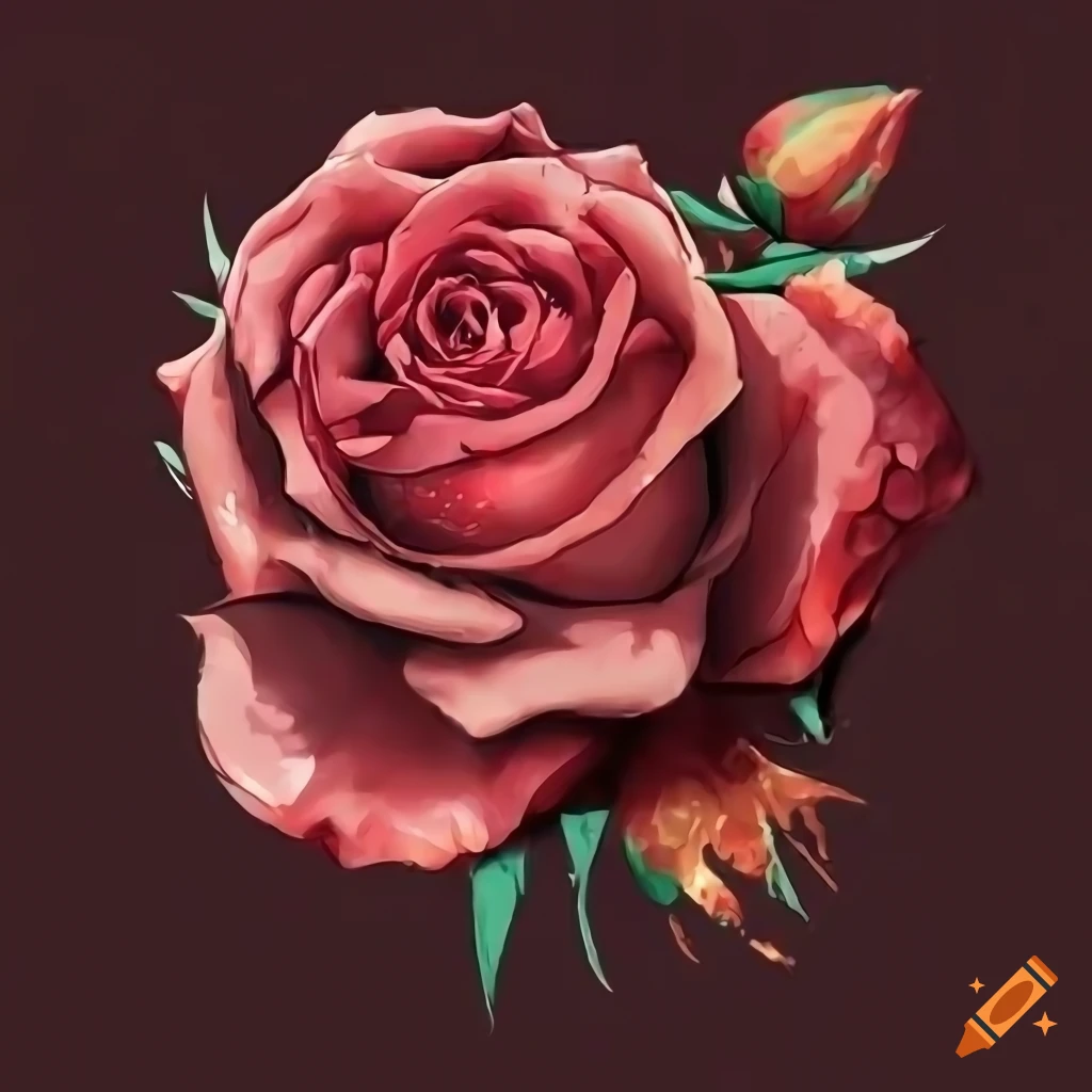 Stray rose flower, splash arts, aesthetic for tshirt design, highly