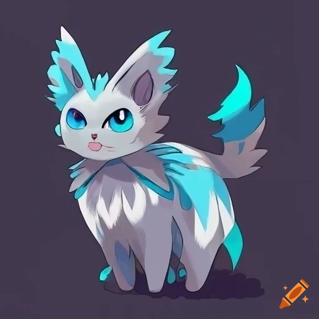 A mythical creature with ragdoll cat, wings - pokemon inspired