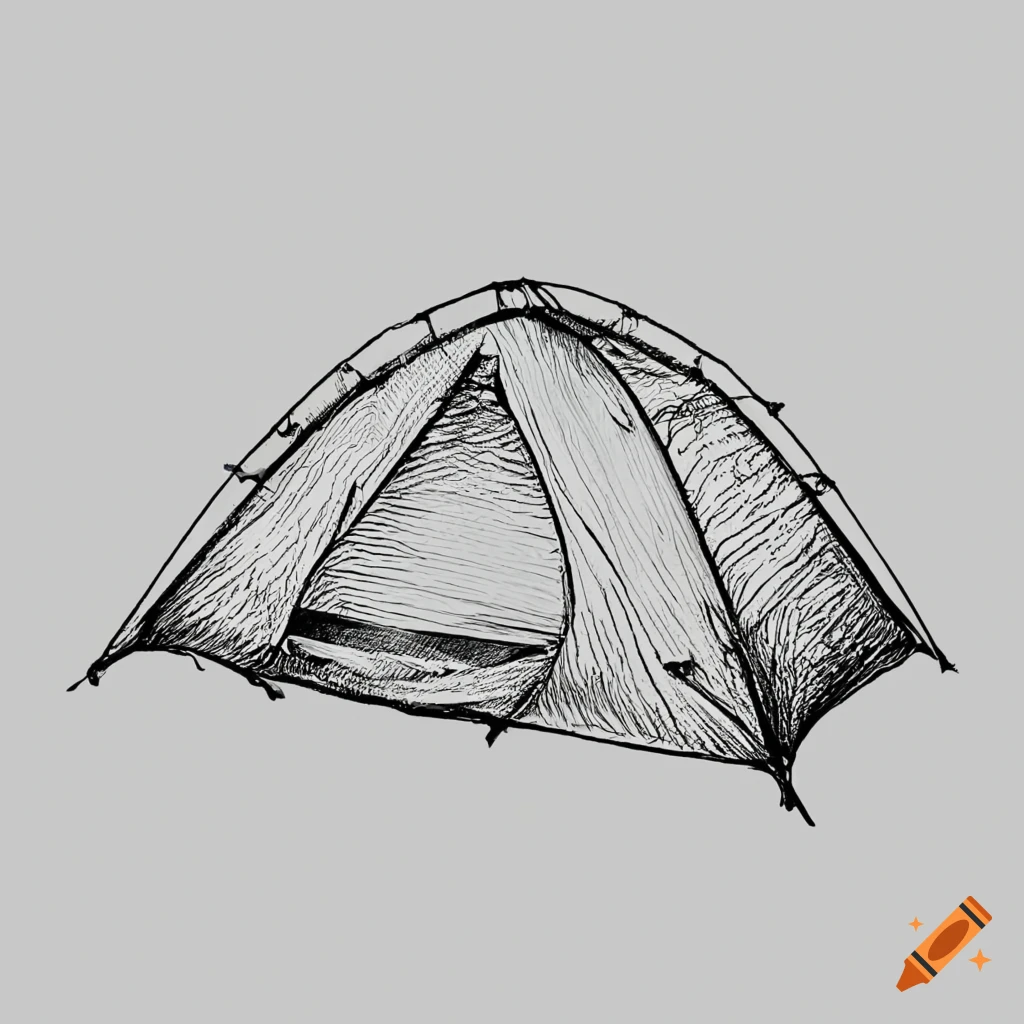Camping Tent Illustration, Drawing, Engraving, Ink, Line Art, Vector Stock  Vector - Illustration of hand, activity: 135161757