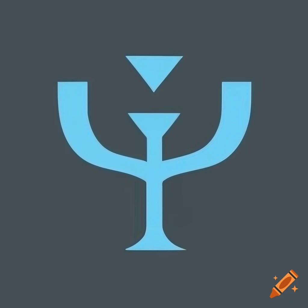 𝛙-shaped logo, blue color, dark grey background, minimalist, elegant ...