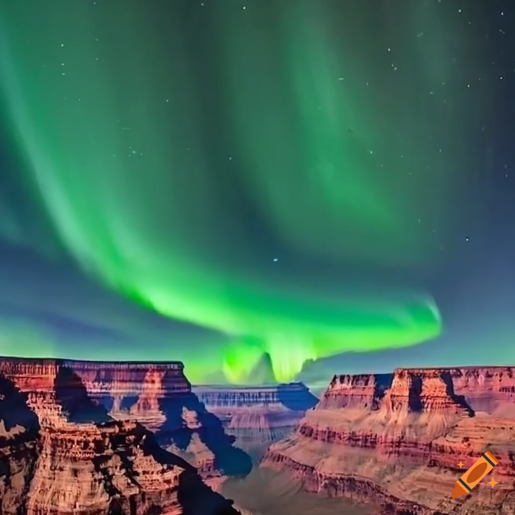 aurora borealis over the grand canyon
