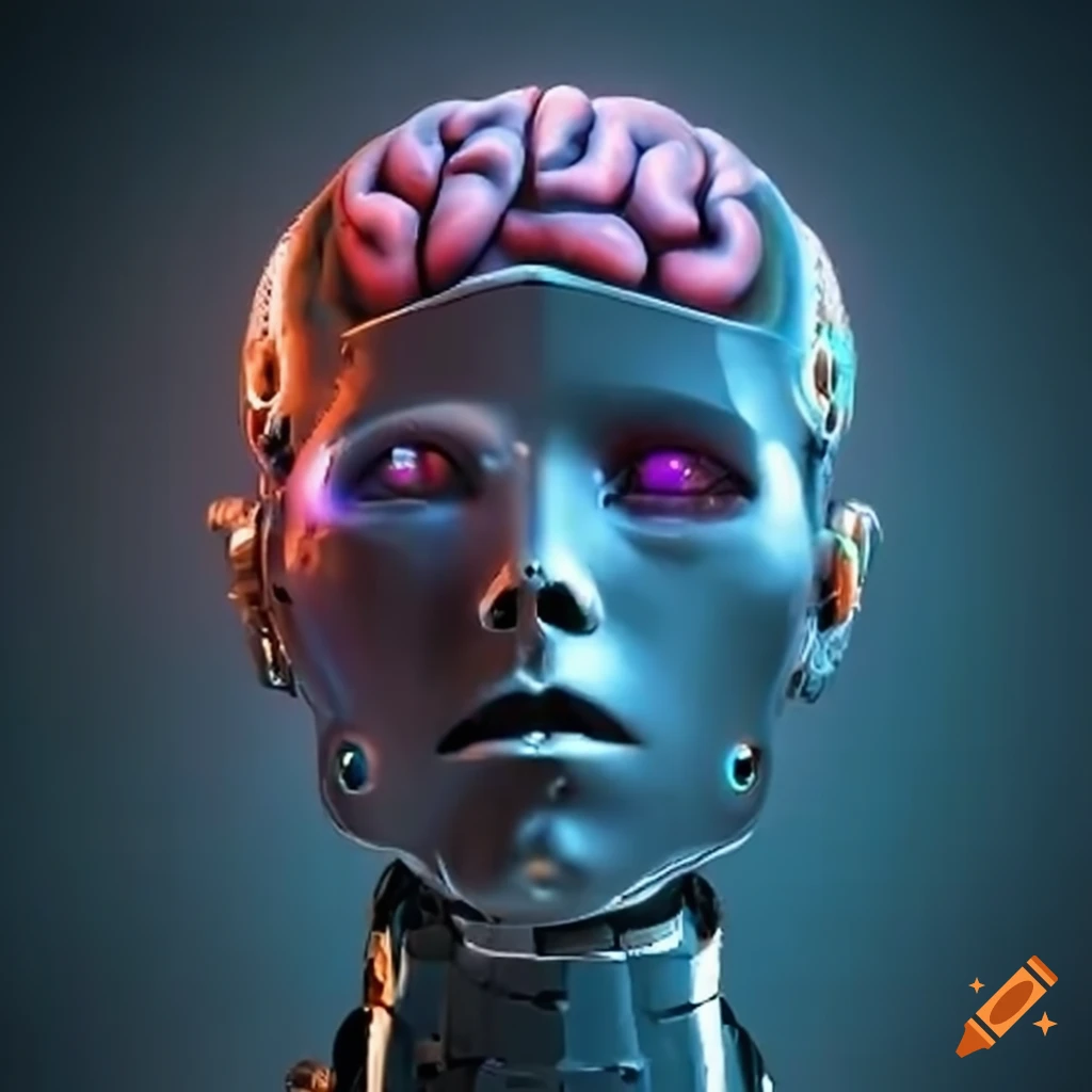 A brain in a robot head on Craiyon