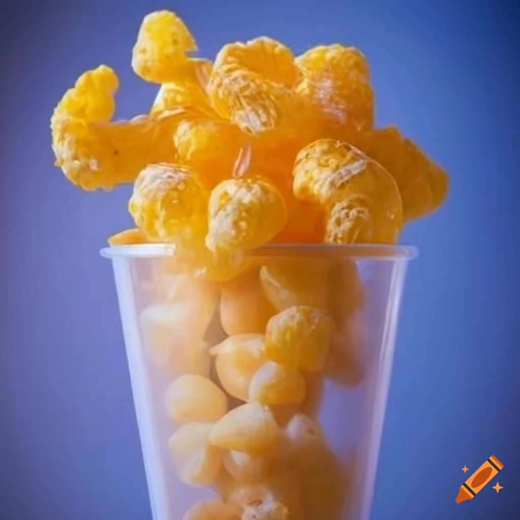 Corn puffs in plastic cup