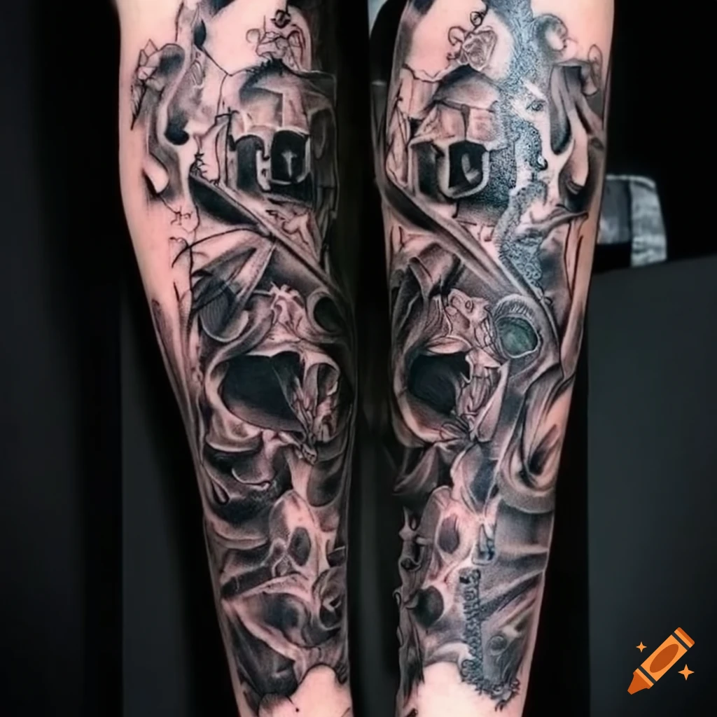 Viking sleeve forearm tattoo template on Craiyon