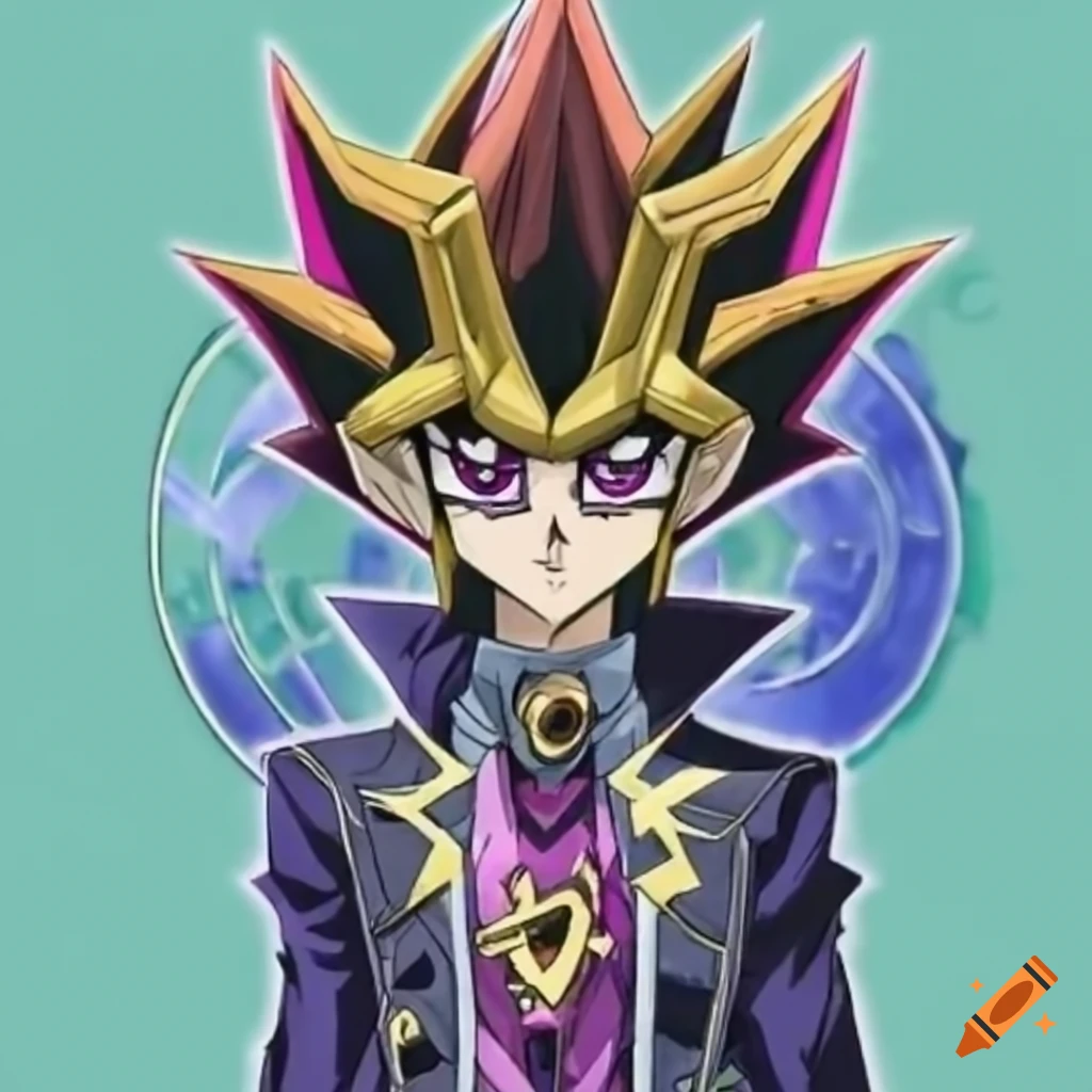 Yu-gi-oh 5ds atlas yusei kochi jojo brown hair with mullet anime character  standing yellow eyes beige jacket character standing