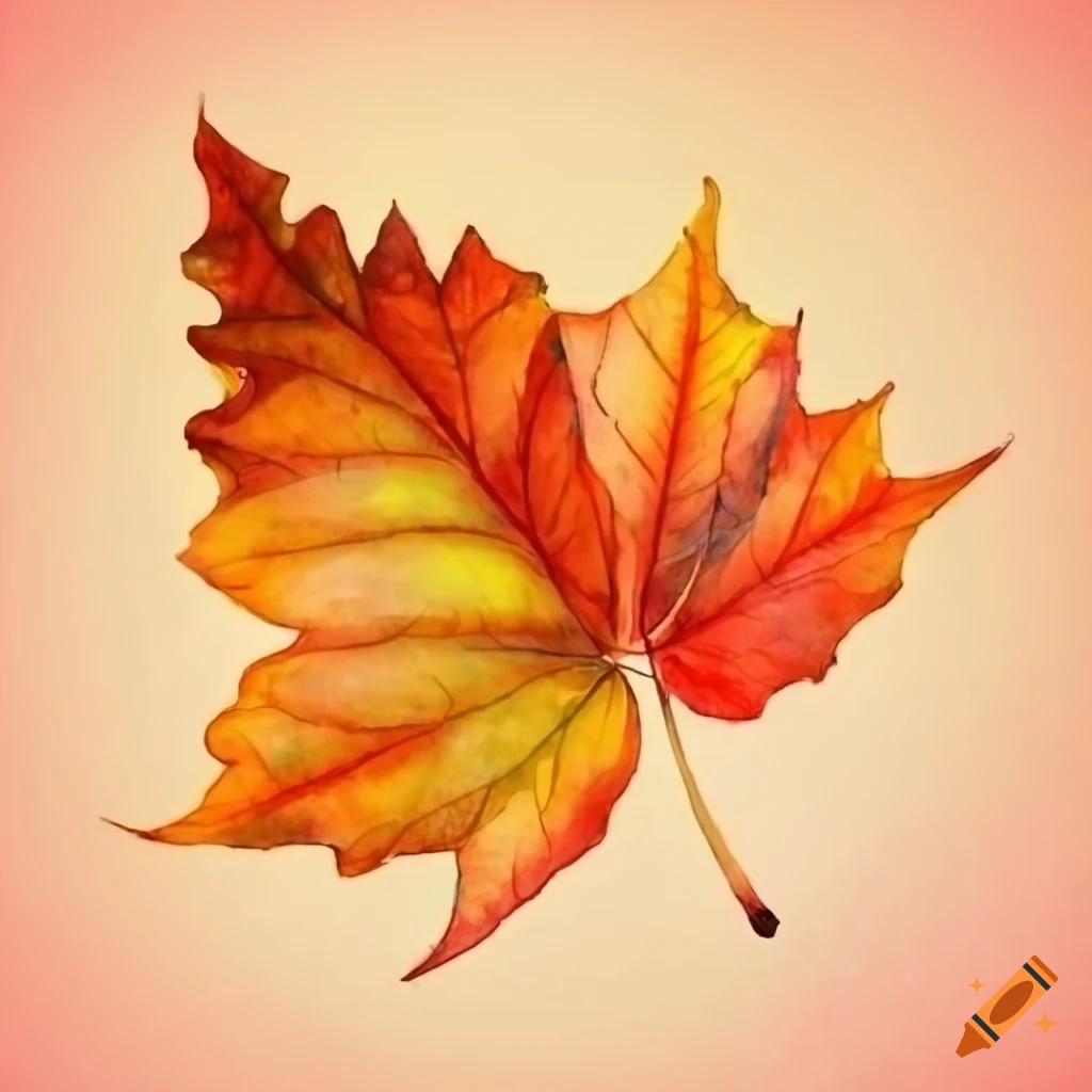 Line-art drawing of autumn leaf on Craiyon