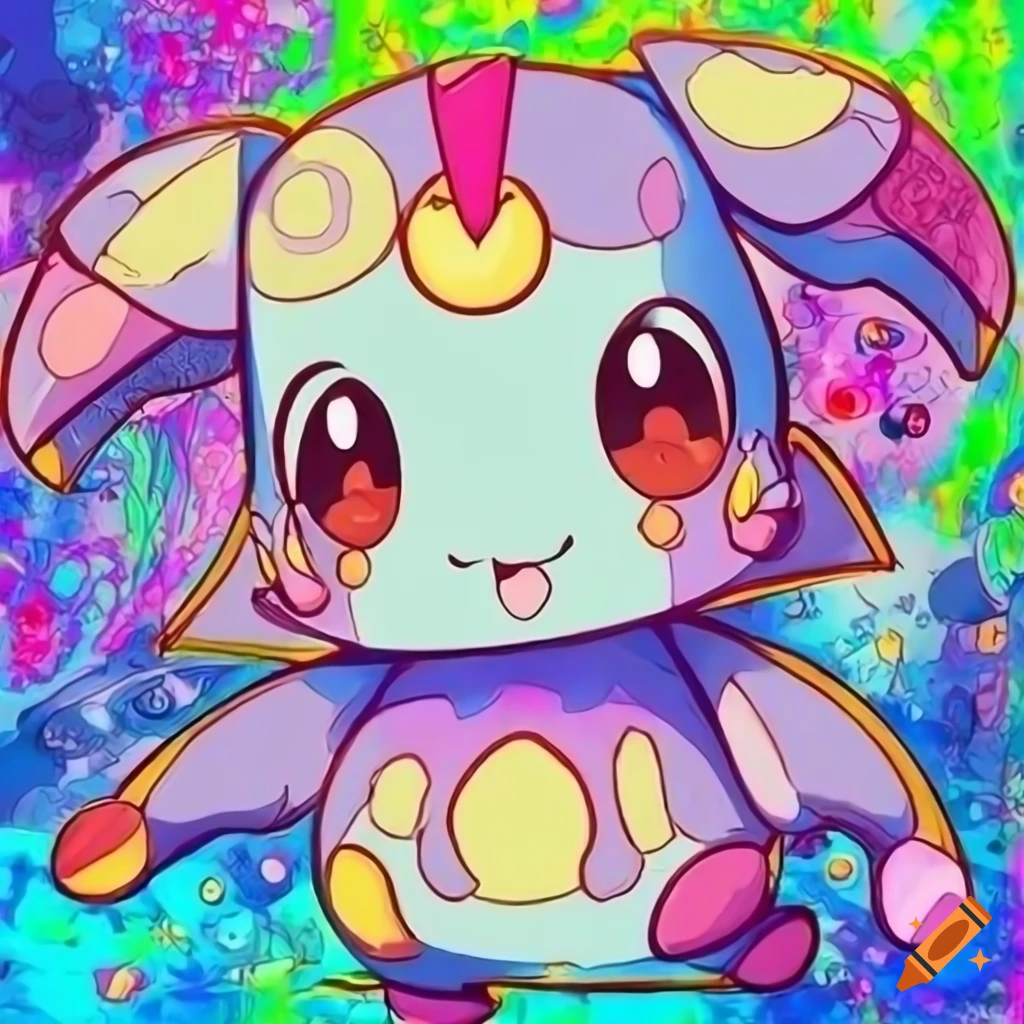 Coloring page style poster. cute creatures. pokemon style on Craiyon
