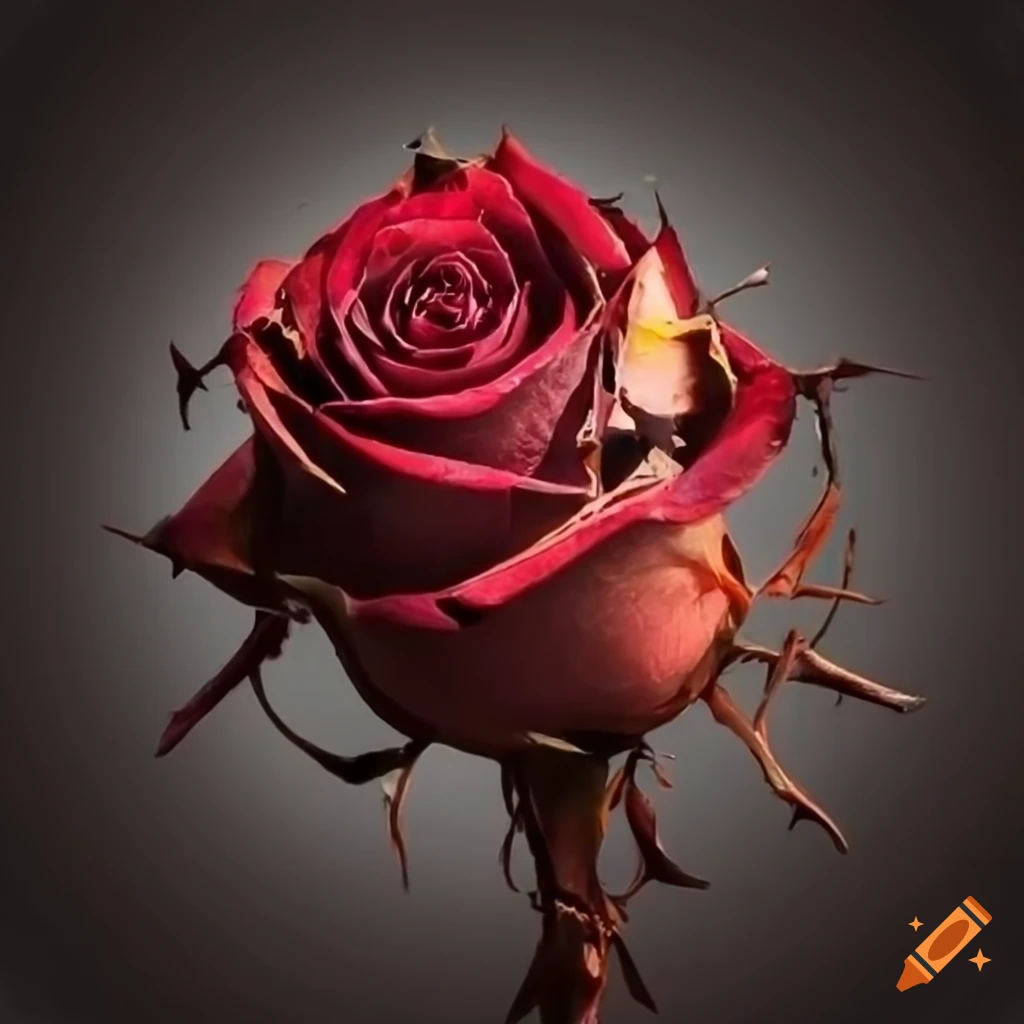 Dying roses with thorns and poetry on Craiyon
