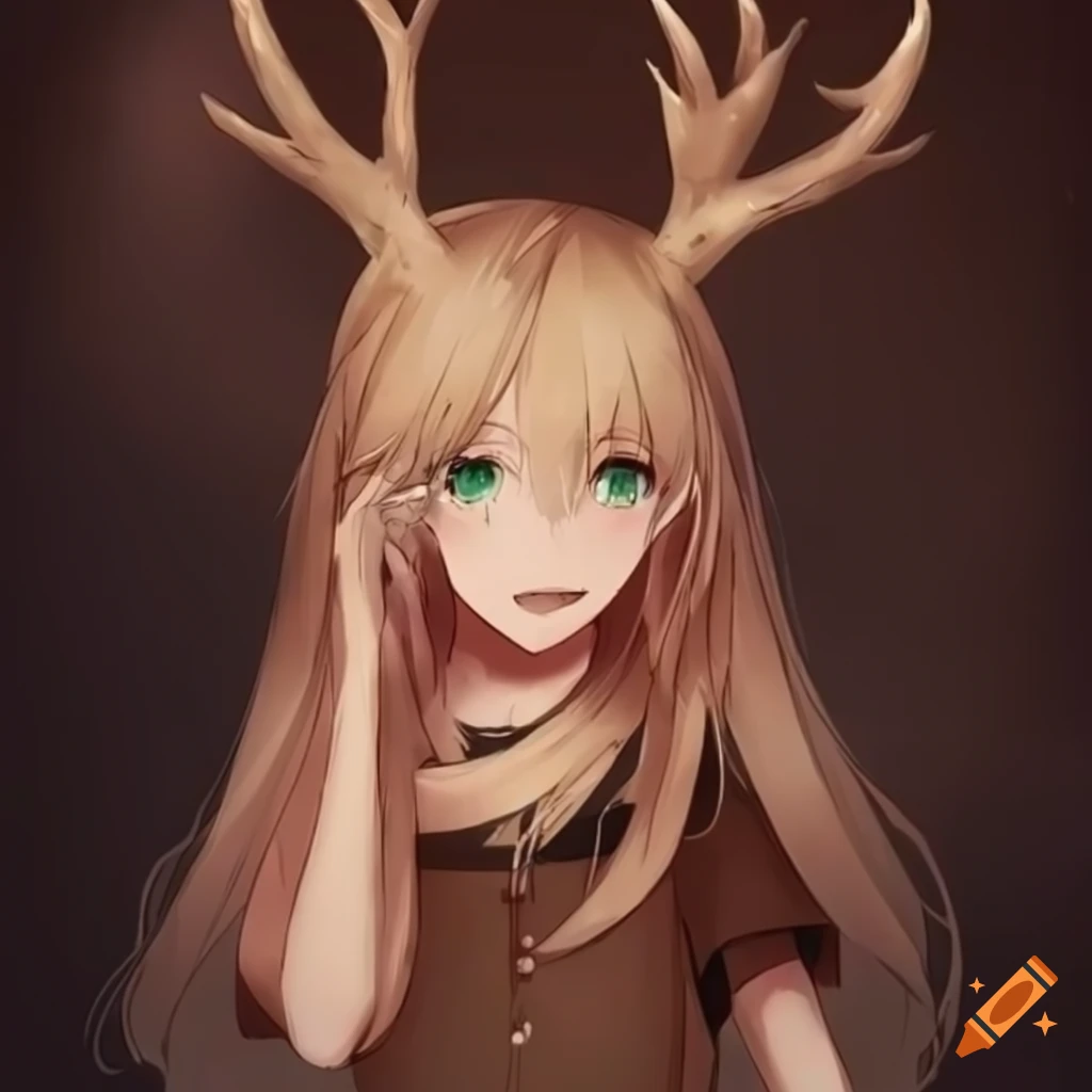 Deer anime girl profile picture dark background