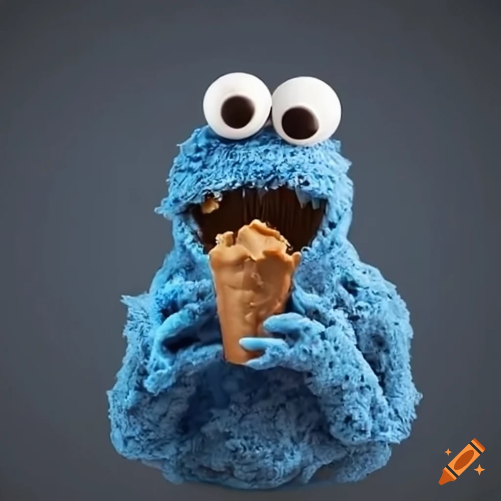 The Cookie Monster eating Reese’s peanut butter cups on Craiyon