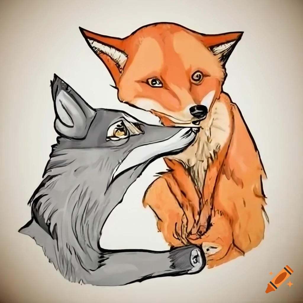 wolf couple drawing