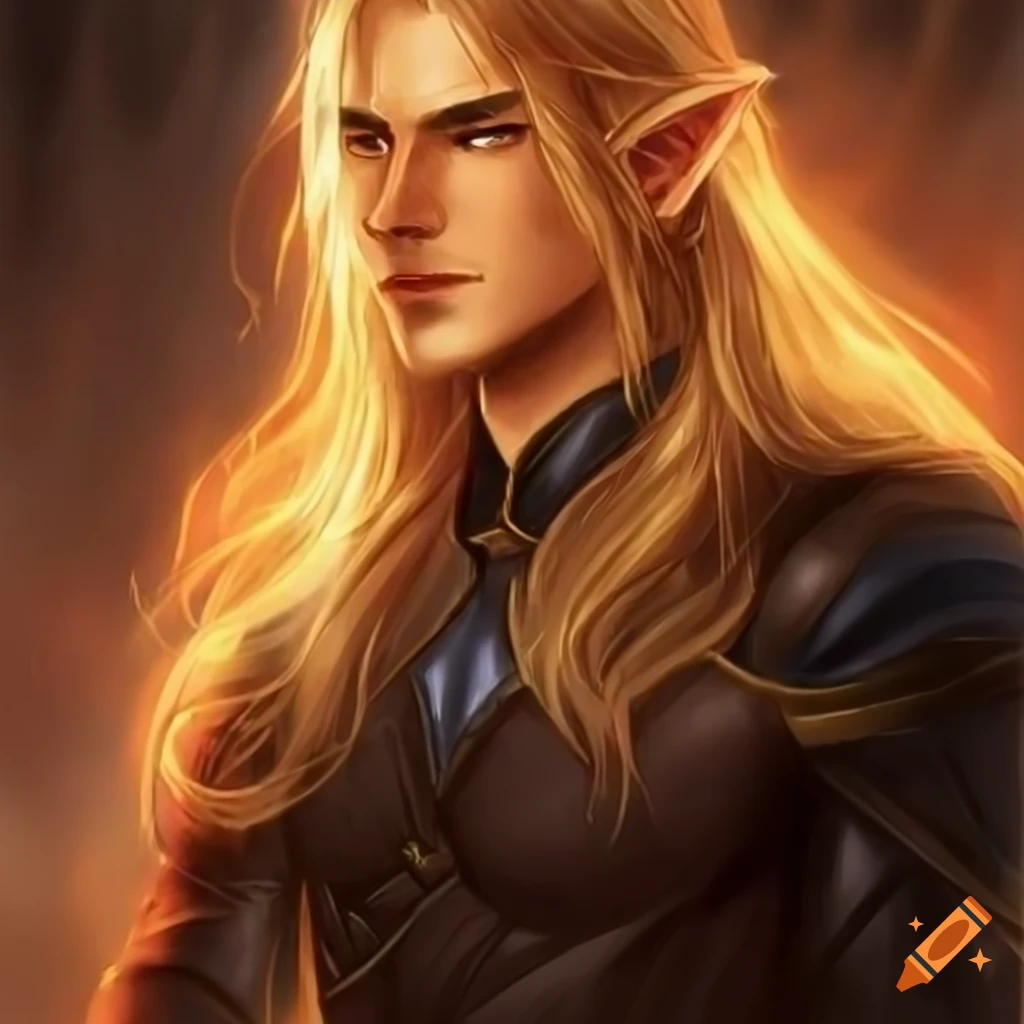 Classic Tolkien Artwork Glorfindel Male Elf Long Blond Hair Handsome Pretty Smal Ears