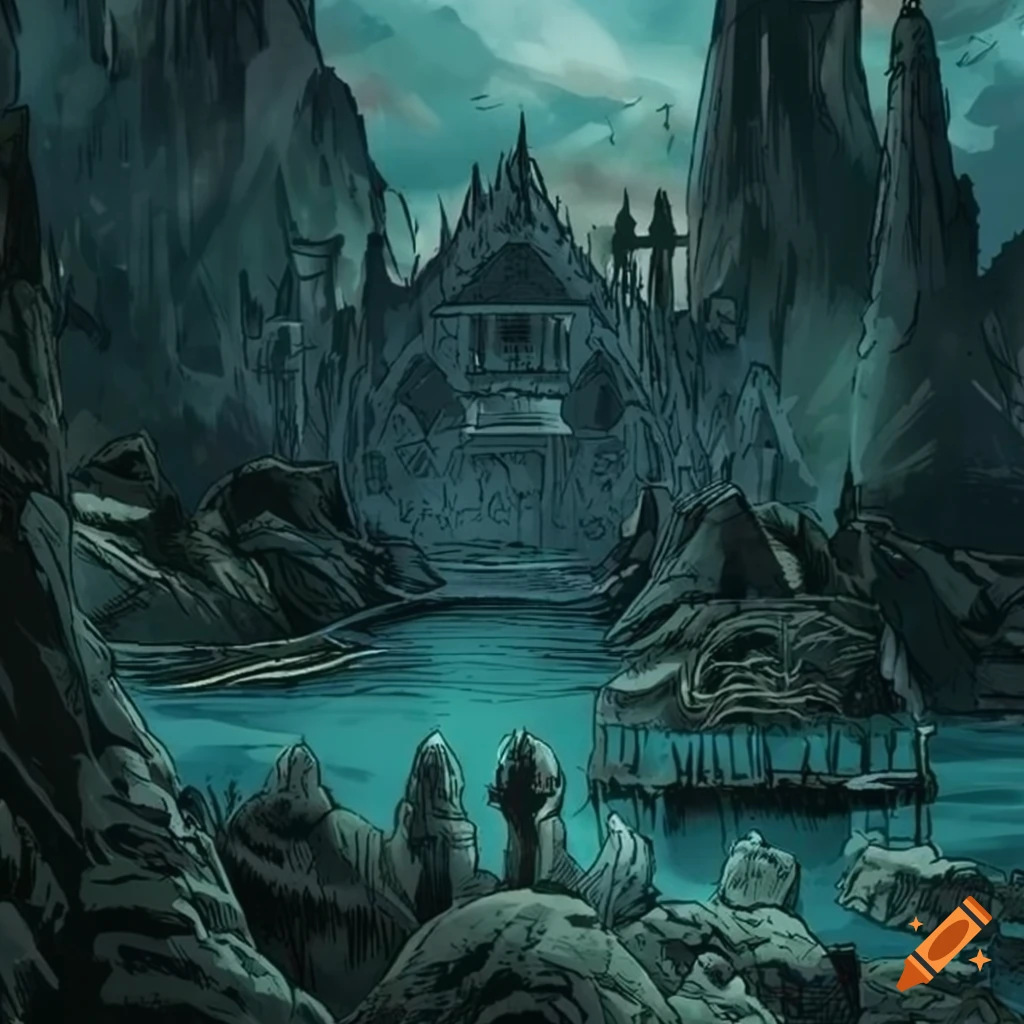 Comic book panels featuring ancient norse landscapes