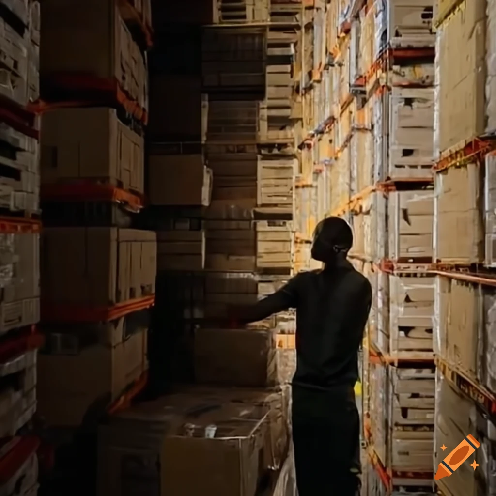 A worker lifting heavy boxes in a warehouse
