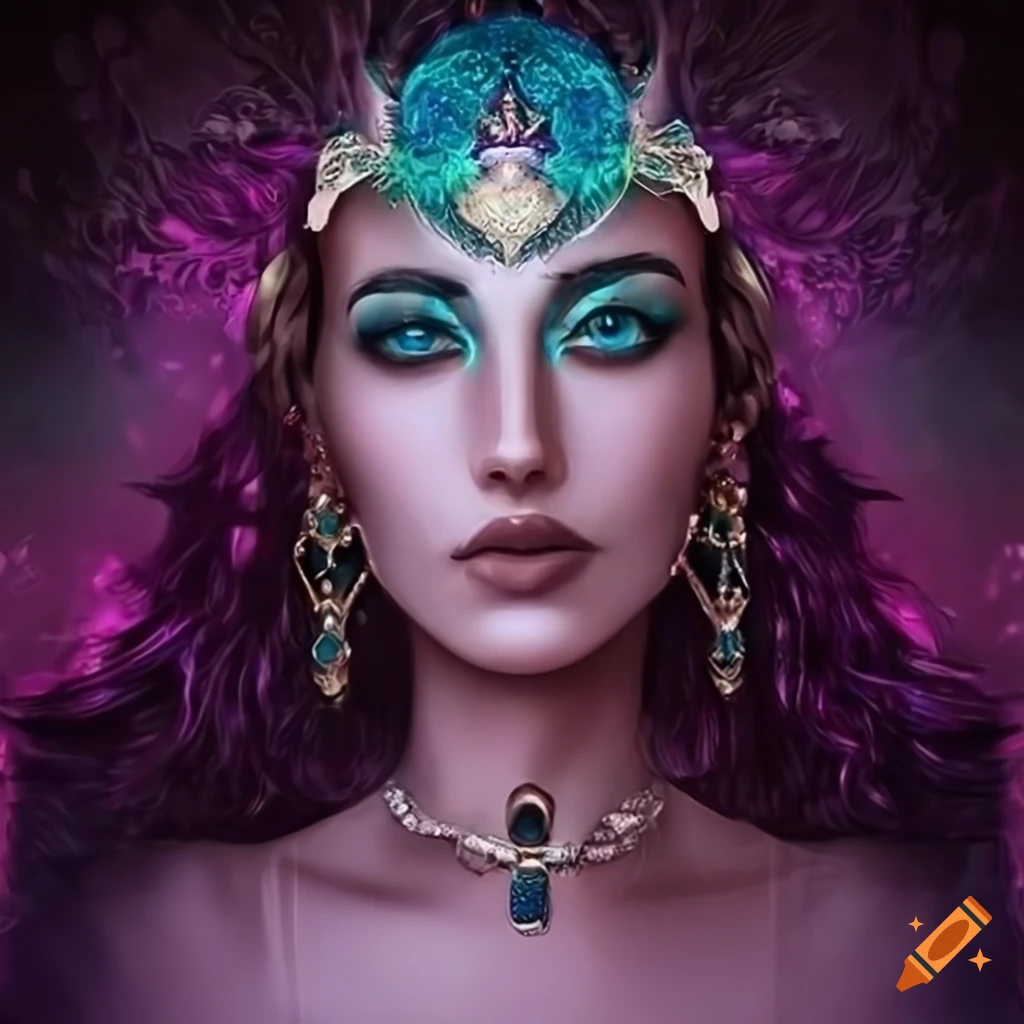 Arganis, the queen goddess of crystals and magic, full body portrait ...