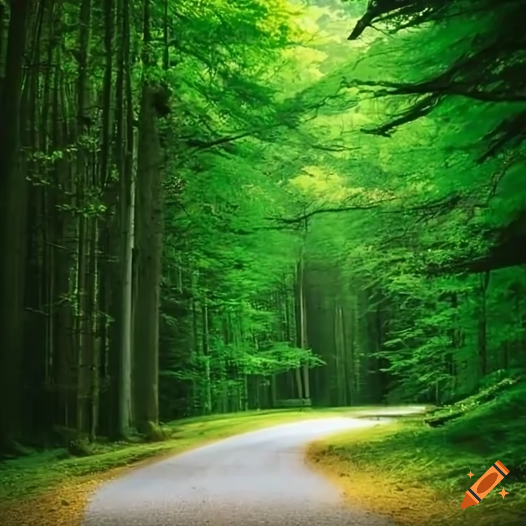 A road in a beautiful forest