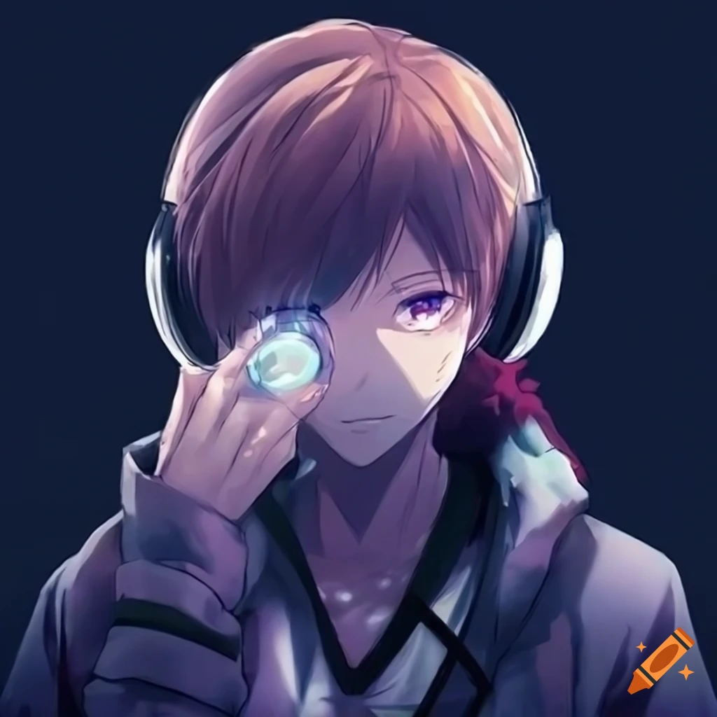 2d anime guy cute smile with headphones with hoodie on Craiyon-demhanvico.com.vn