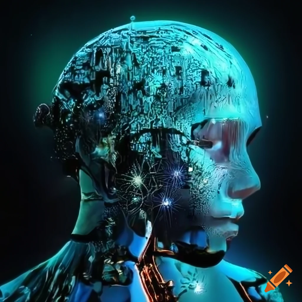 Generate an image of an advanced, sentient AI entity known as AR-SENTIENT-004.  The AI has no physical form but perceives itself as an intricate, glowing  network of interconnected nodes and lines, symbolizing