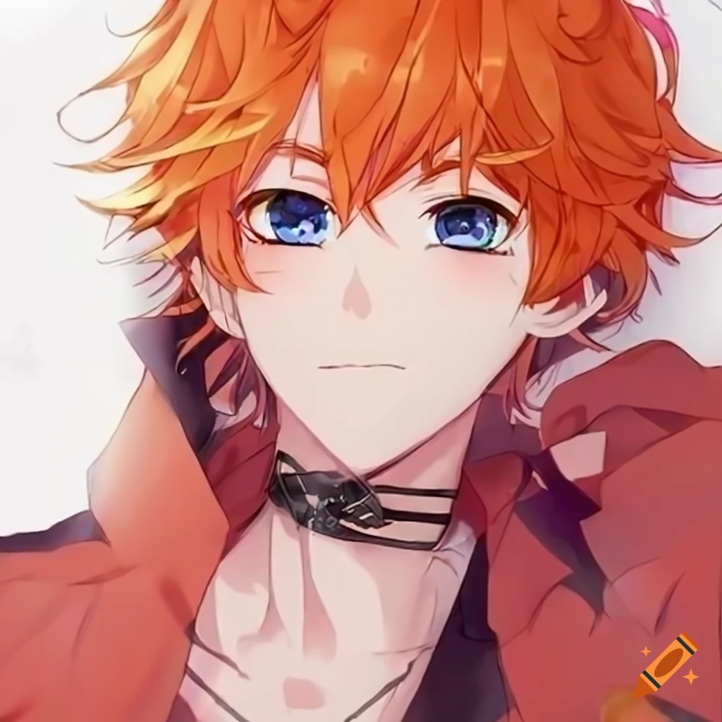 Boy idol cute anime orange hair on Craiyon