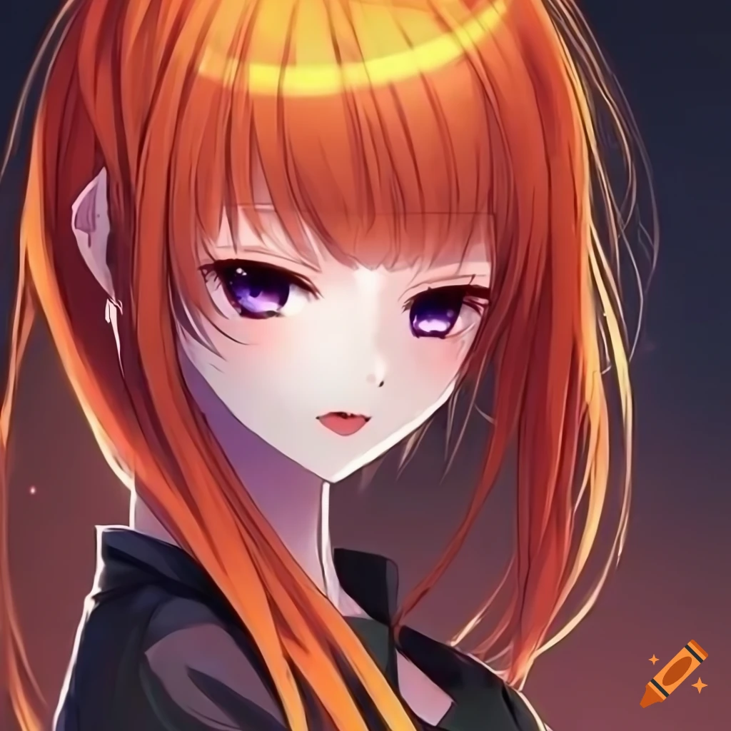 Masterpiece 2d Lovely Anime Girl Orange Hair Dark Eyes Beautiful Face Full Body