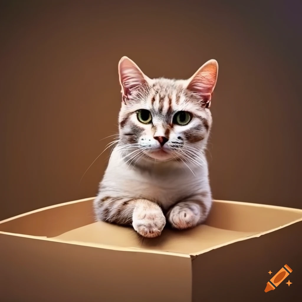 Cat in a box on Craiyon