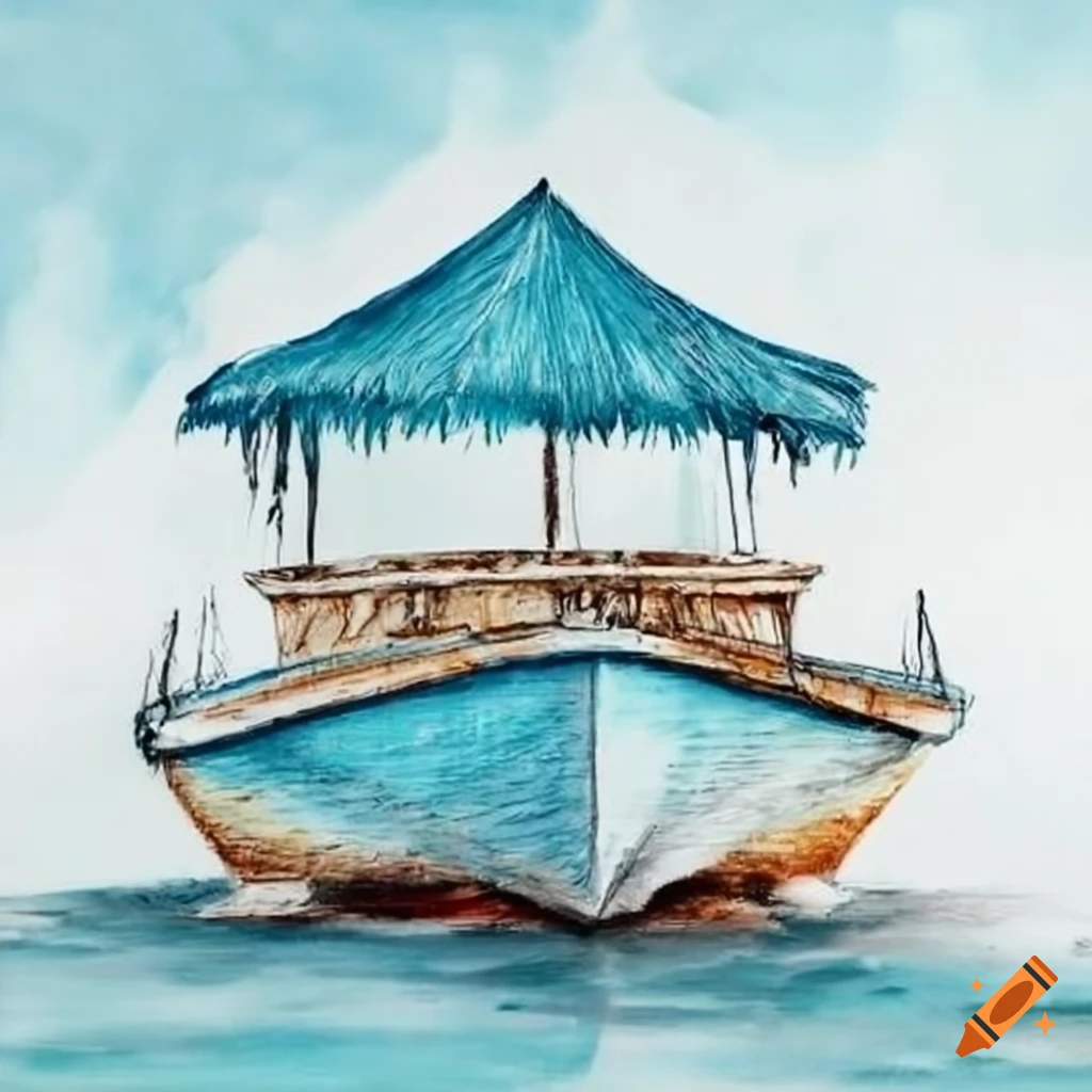 Drawing a Decent Ancient Boat with Black and Blue Colour Combination on  Abstract Green Background Stock Footage - Video of small, huge: 214803404