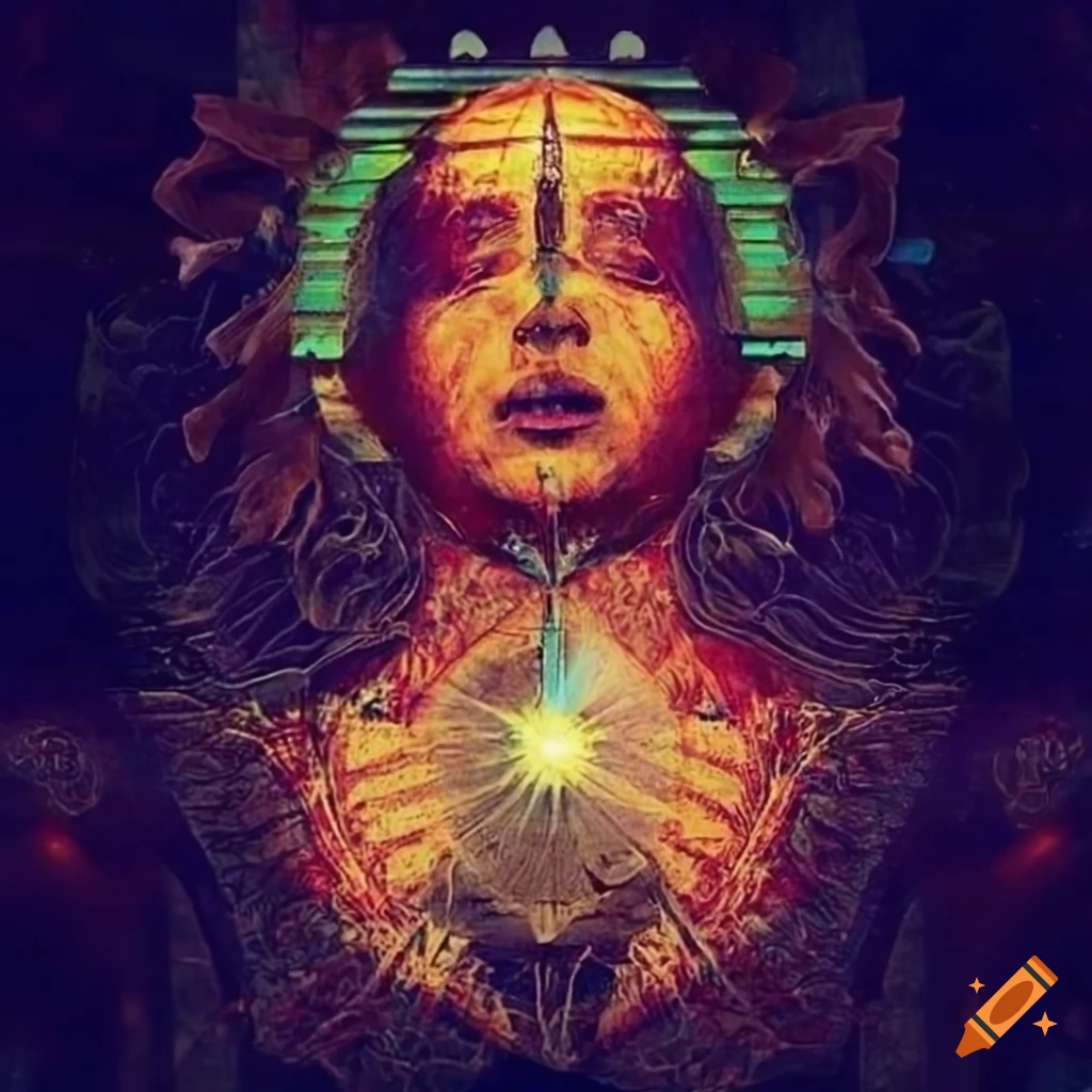 A retro esoteric collage, man against infinity