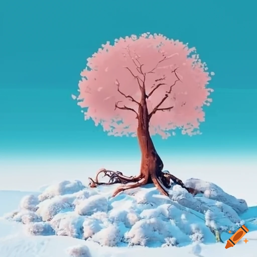 Tree half summer half winter on Craiyon