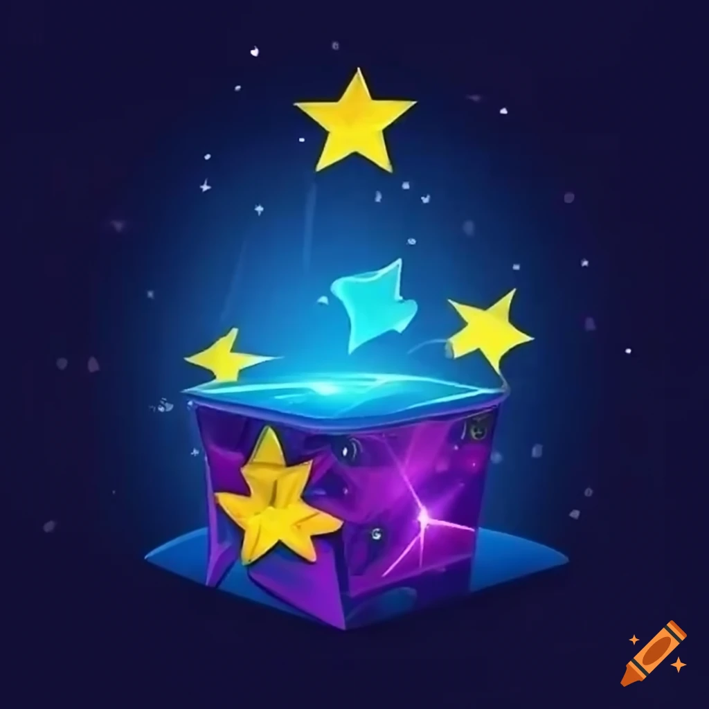Magic box with stars, simple design for children on Craiyon
