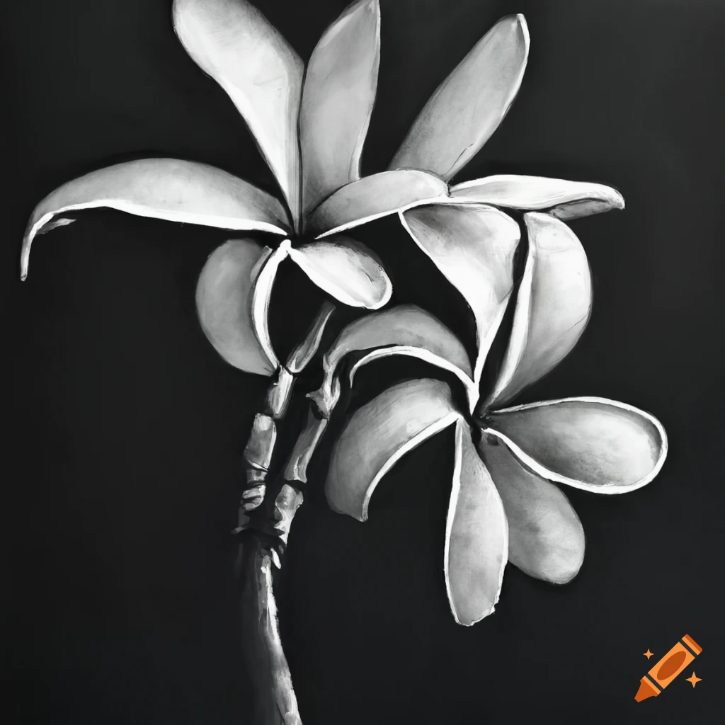 Charcoal drawing of a branch with flowers on a white background on Craiyon