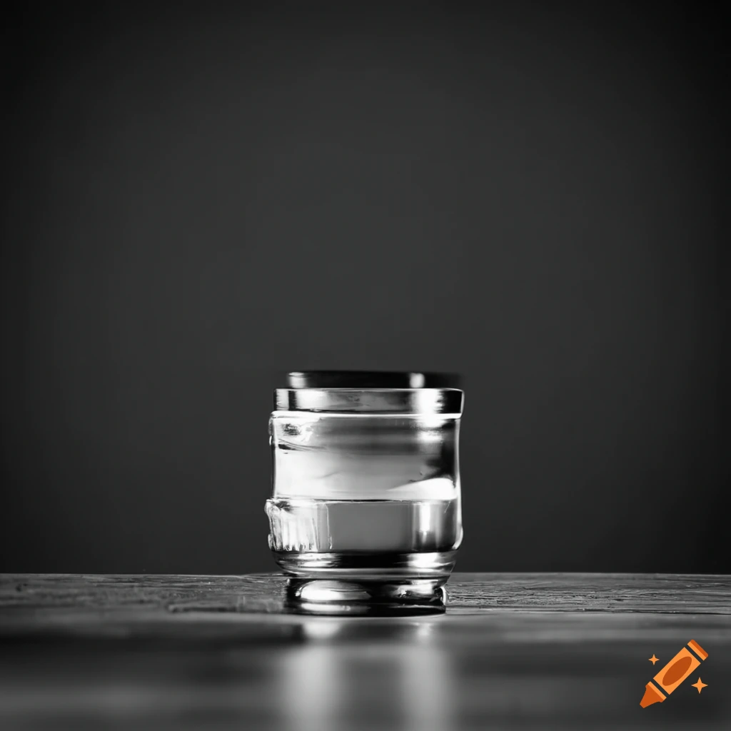 Grainy black and white photo of a cocktail