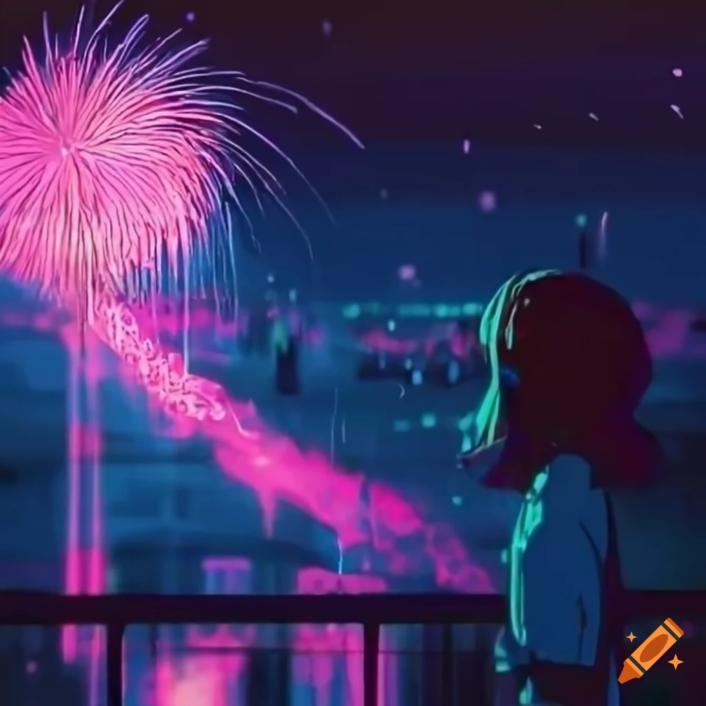 beach fireworks anime, intricate, sharp focus, | Stable Diffusion