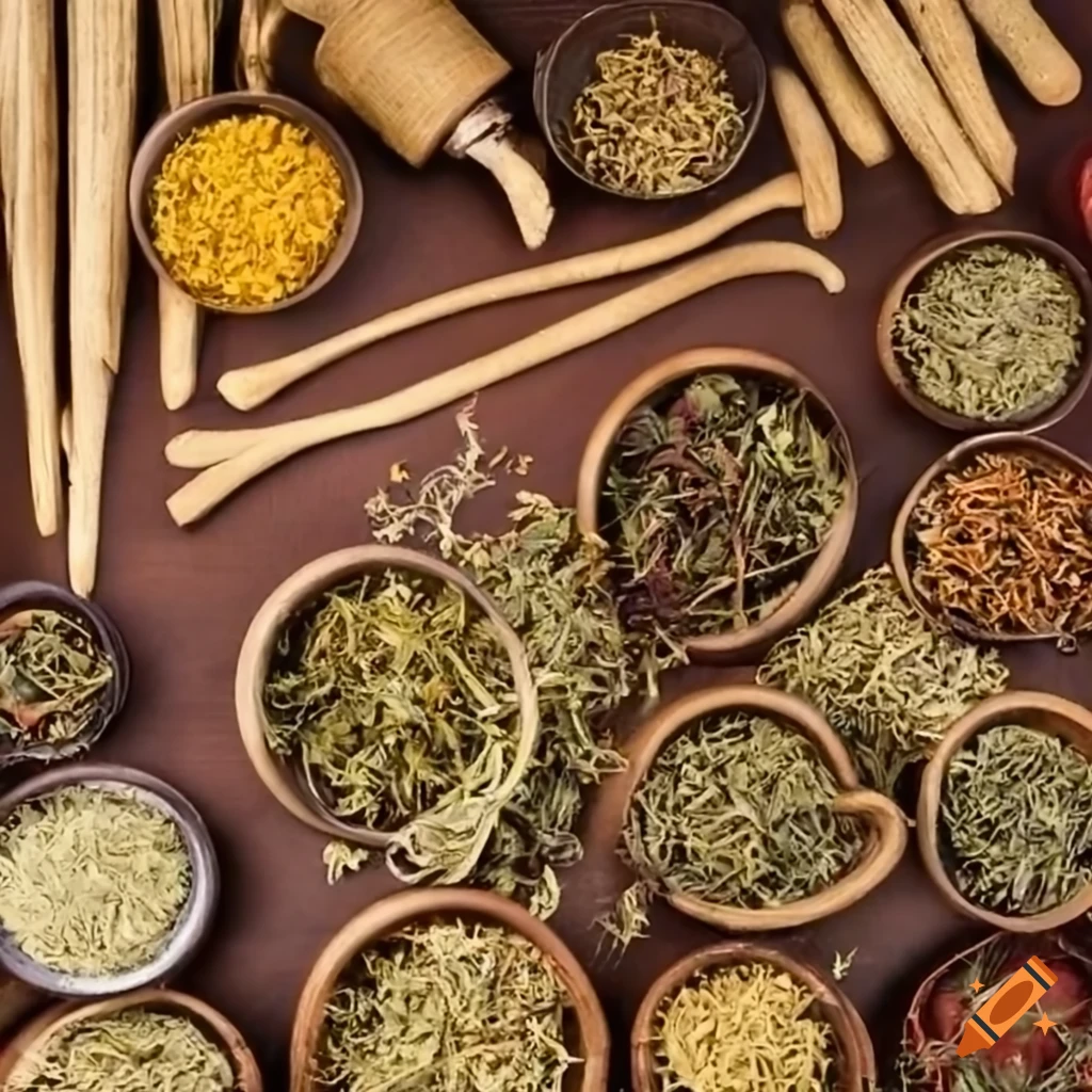 Collection of dried herbs used in natural remedies and teas