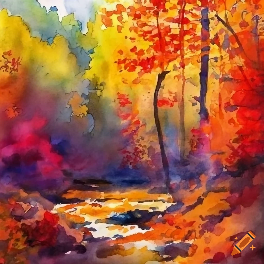 Vibrant Autumn Landscape Painting