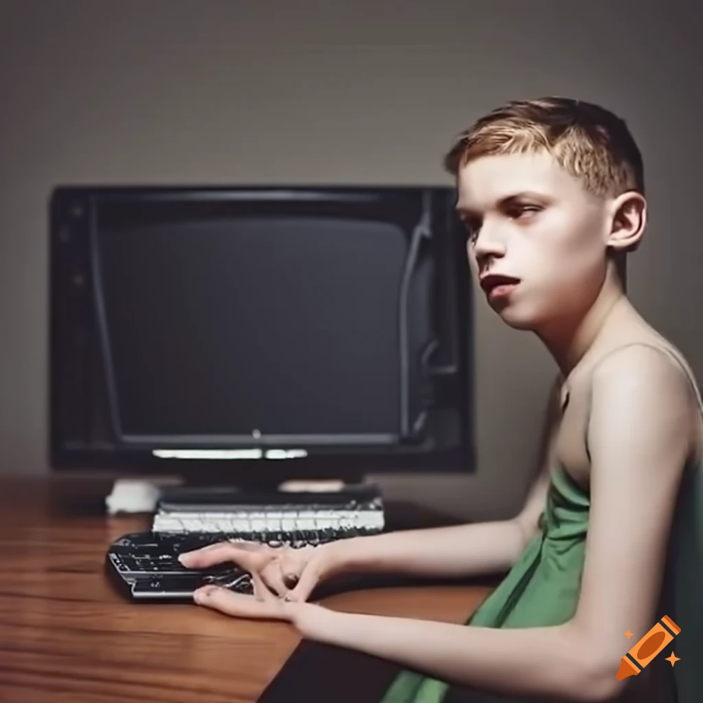 Boy in front of computer