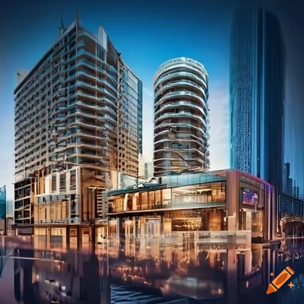 Picture of Generate a high-end shopping mall with one level of luxury apartments ...