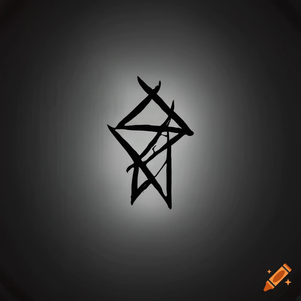 A monochrome fantasy rune art on white background on Craiyon