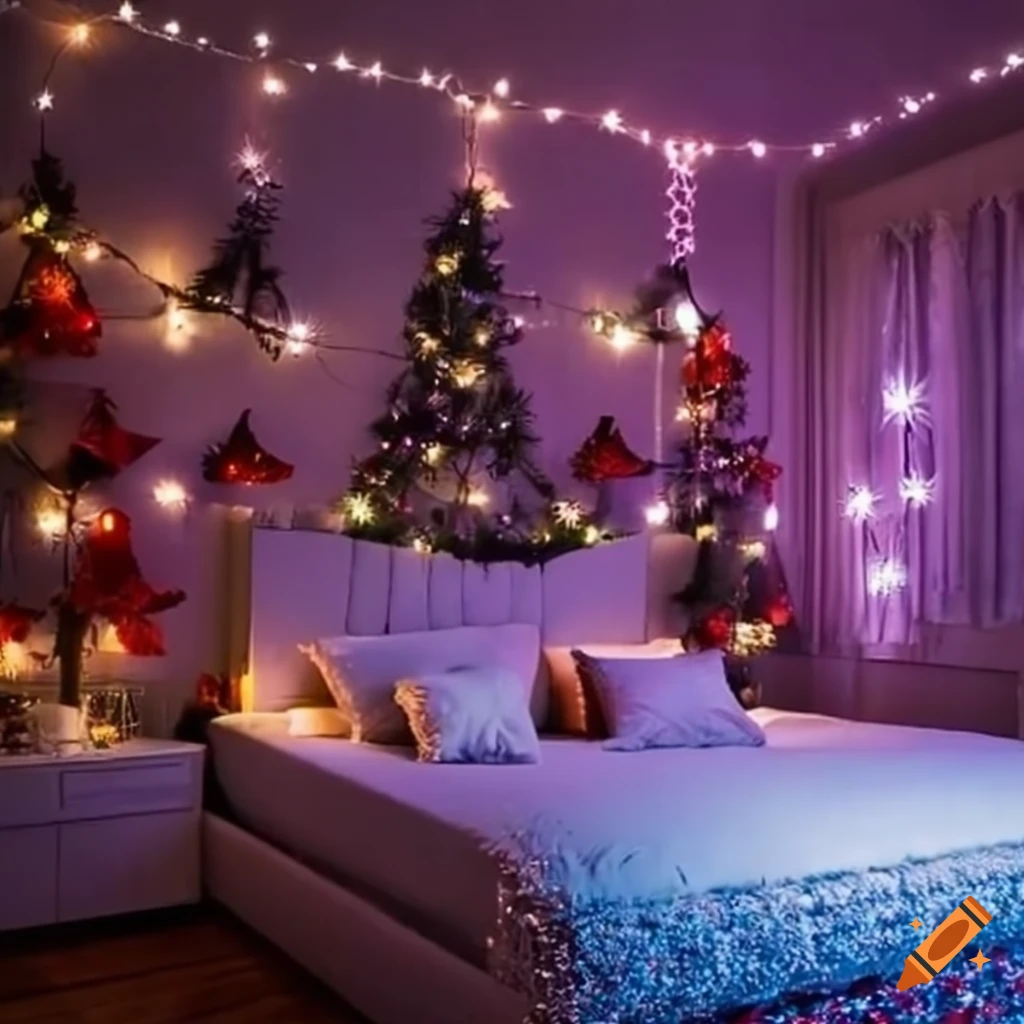 Festively Decorated Bedroom With