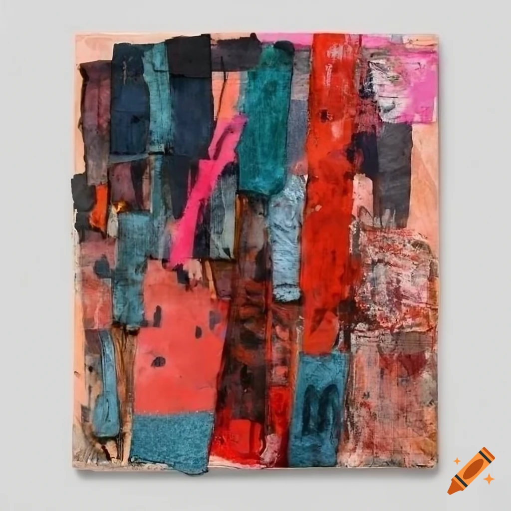 Mixed - media collage abstract painting in the style mark bradford ...